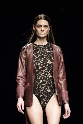 February 1, 2017 - Barcelona, Catalonia, Spain - A model walks the runway at the Pilar del Campo fashion show presenting the new Autumn Winter 2017 18 collection during 080 Barcelona Fashion Week Barcelona Spain - ZUMAo105 20170201_zap_o105_052 Copyright: xMatthiasxOesterlex