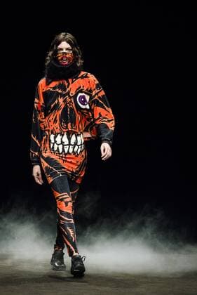 February 1, 2017 - Barcelona, Catalonia, Spain - A model walks the runway at the Krizia Robustella fashion show presenting the new Jolly Death Crew collection during 080 Barcelona Fashion Week Barcelona Spain - ZUMAo105 20170201_zap_o105_111 Copyright: xMatthiasxOesterlex