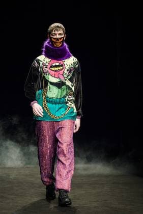 February 1, 2017 - Barcelona, Catalonia, Spain - A model walks the runway at the Krizia Robustella fashion show presenting the new Jolly Death Crew collection during 080 Barcelona Fashion Week Barcelona Spain - ZUMAo105 20170201_zap_o105_115 Copyright: xMatthiasxOesterlex