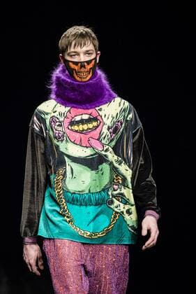 February 1, 2017 - Barcelona, Catalonia, Spain - A model walks the runway at the Krizia Robustella fashion show presenting the new Jolly Death Crew collection during 080 Barcelona Fashion Week Barcelona Spain - ZUMAo105 20170201_zap_o105_116 Copyright: xMatthiasxOesterlex