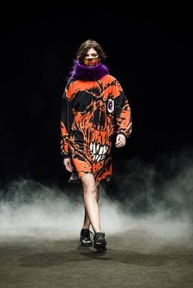February 1, 2017 - Barcelona, Catalonia, Spain - A model walks the runway at the Krizia Robustella fashion show presenting the new Jolly Death Crew collection during 080 Barcelona Fashion Week Barcelona Spain - ZUMAo105 20170201_zap_o105_124 Copyright: xMatthiasxOesterlex