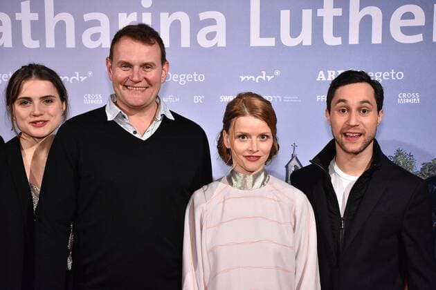 Mala Emde, Devid Striesow, Karoline Schuch und Ludwig Trepte bei der Premiere vom ARD Event-Movie Katharina Luther am 1.02.2017 in Berlin Katharina Luther Premiere in Berlin, 2017 