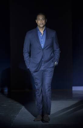 USA: The Blue Jacket Fashion Show Don Lemon in Proper Cloth dress walks runway for the blue jacket fashon show in support for prostate cancer awarness during New York Fashion week at Pier 59  LevxRadin