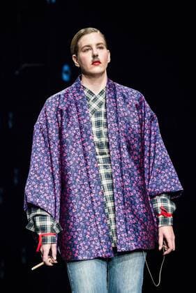February 2, 2017 - Barcelona, Catalonia, Spain - A model walks the runway at the Brain & Beast fashion show presenting the new Trilogy Vol. I Playback Winter 2017-18 collection during 080 Barcelona Fashion Week Barcelona Spain - ZUMAo105 20170202_zap_o105_298 Copyright: xMatthiasxOesterlex