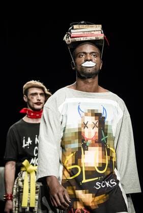 February 2, 2017 - Barcelona, Catalonia, Spain - A model walks the runway at the Brain & Beast fashion show presenting the new Trilogy Vol. I Playback Winter 2017-18 collection during 080 Barcelona Fashion Week Barcelona Spain - ZUMAo105 20170202_zap_o105_309 Copyright: xMatthiasxOesterlex