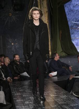 NYC: John Varvatos Fall 2017 Model walks runway for John Varvatos collection during New York Mens Fashion Week Fall 2017 in Diamond Horseshoe  LevxRadin