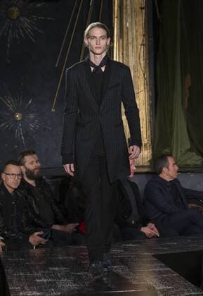 NYC: John Varvatos Fall 2017 Model walks runway for John Varvatos collection during New York Mens Fashion Week Fall 2017 in Diamond Horseshoe  LevxRadin