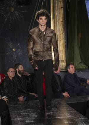 NYC: John Varvatos Fall 2017 Model walks runway for John Varvatos collection during New York Mens Fashion Week Fall 2017 in Diamond Horseshoe  LevxRadin