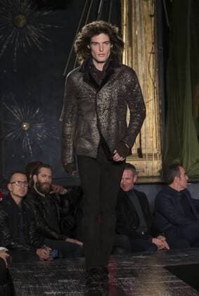 NYC: John Varvatos Fall 2017 Model walks runway for John Varvatos collection during New York Mens Fashion Week Fall 2017 in Diamond Horseshoe  LevxRadin