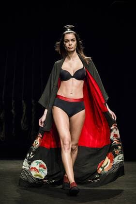 February 3, 2017 - Barcelona, Catalonia, Spain - A model walks the runway at the Punto Blanco fashion show presenting the new Harmony collection during 080 Barcelona Fashion Week Barcelona Spain - ZUMAo105 20170203_zap_o105_108 Copyright: xMatthiasxOesterlex