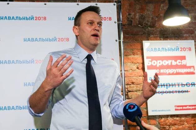 ST PETERSBURG, RUSSIA - FEBRUARY 4, 2017: Alexei Navalny, the founder of the Anti-Corruption Foundation, speaks at the opening of his first presidential election campaign office. In December 2016 Navalny announced his intention to run for presidency in 2018. Alexander Demianchuk TASS  TS03FEC5