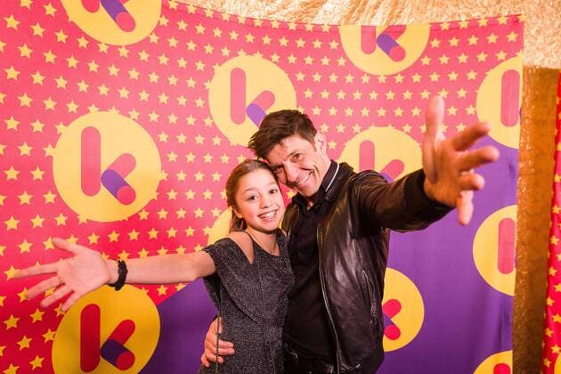 Clouseau singer and presenter Koen Wauters and Zita, daughter of Koen Wauters pictured during the Gala van de Gouden K s award show, organized by Flemish children s television channel Ketnet, Saturday 04 February 2017 in Brussels.  JAMESxARTHURxGEKIERE 05039897