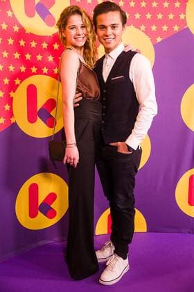 singer Laura Tesoro and actor Giovanni Kemper pictured during the Gala van de Gouden K s award show, organized by Flemish children s television channel Ketnet, Saturday 04 February 2017 in Brussels.  JAMESxARTHURxGEKIERE 05039992