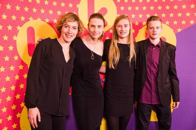 Imke Courtois (L) and friends pictured during the Gala van de Gouden K s award show, organized by Flemish children s television channel Ketnet, Saturday 04 February 2017 in Brussels.  JAMESxARTHURxGEKIERE 05040013