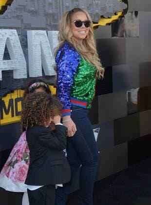 Singer-songwriter Mariah Carey arrives with her son Moroccan Scott Cannon (L) and daughter Monroe Cannon for the premiere of the animated fantasy The LEGO Batman Movie at the Regency Village Theatre in the Westwood section of Los Angeles on February 4, 2017. Storyline: Bruce Wayne must not only deal with the criminals of Gotham City, but also the responsibility of raising a boy he adopted.  LAP2017020458 JIMxRUYMEN