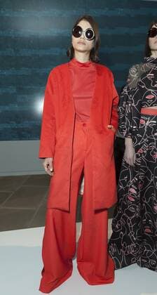 USA: New York Fashion Week Fall 2017 Epson Model shows off dress by Daniela Hoehmann of Chile for Epson Digital Couture project presentation during 2017 fall New York Fashion week at IAC building  LevxRadin