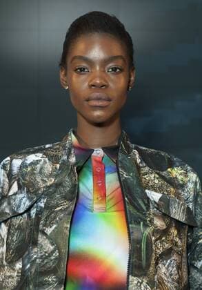 USA: New York Fashion Week Fall 2017 Epson Model shows off dress by Sarah Richards of USA for Epson Digital Couture project presentation during 2017 fall New York Fashion week at IAC building  LevxRadin