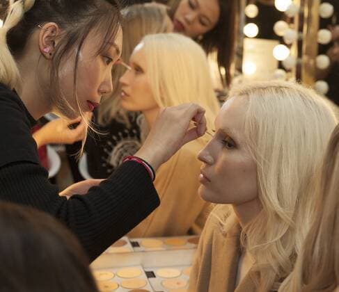 USA: New York Fashion Week Fall 2017 Epson Models prepare backstage for Epson Digital Couture project presentation during 2017 fall New York Fashion week at IAC building  LevxRadin