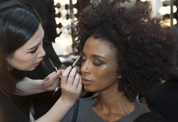 USA: New York Fashion Week Fall 2017 Epson Models prepare backstage for Epson Digital Couture project presentation during 2017 fall New York Fashion week at IAC building  LevxRadin