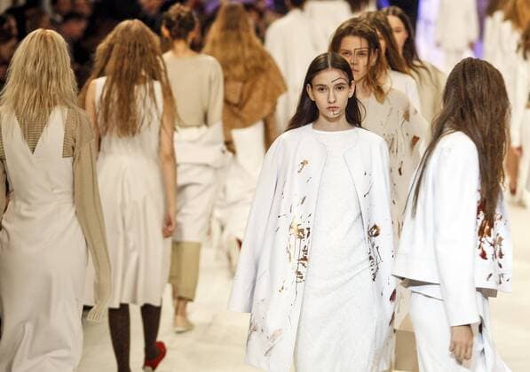 February 7, 2017 - Kiev, Ukraine - Models present creations by Ukrainian designer Elvira Gasanova during the Ukrainian Fashion Week FW 2017 18, at Mystetskyi Arsenal in Kiev, Ukraine, 07 February 2017. The event presents Autumn-Winter 2017 18 collections by Ukrainian and International designers, from 4 to 8 February. Kiev Ukraine  - ZUMAn230 20170207_zaa_n230_347 Copyright: xStrx