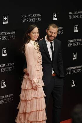 US actress Dakota Johnson (L) and British actor Jamie Dorman (R) pose at their arrival to the presentation of Fifty Shades Darker held at Kinepolis cinema of Madrid, Spain on 08 February 2017. The film will screen upcoming 10 February. PRESENTATION OF FIFTY SHADES DARKER !ACHTUNG: NUR REDAKTIONELLE NUTZUNG!  Copyright: xJuanJoxMartínx 20170208-636221861824698217