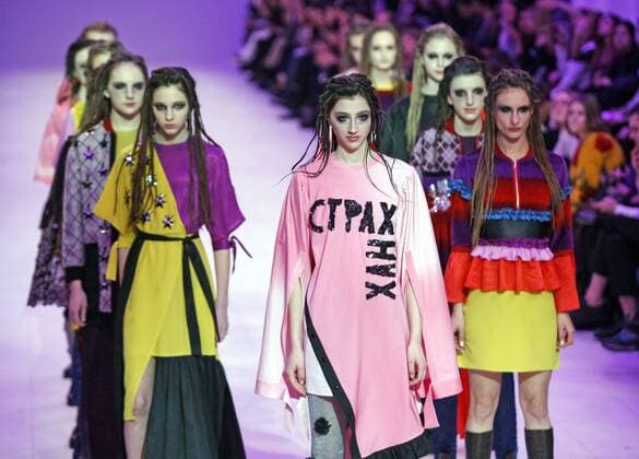 February 8, 2017 - Kiev, Ukraine - Models present creations by Ukrainian brand Kir-Khartley, during the Ukrainian Fashion Week in Kiev, Ukraine, on 08 February 2017. The fashion event presents Fall Winter 2017 18 collections by Ukrainian and International designers from 4 to 8 February. Kiev Ukraine - ZUMAg194 20170208_zap_g194_008 Copyright: xSergxGlovnyx