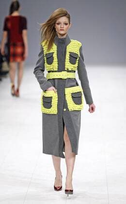 February 8, 2017 - Kiev, Ukraine - A model presents a creation by Ukrainian brand Yanina Studio, during the Ukrainian Fashion Week in Kiev, Ukraine, on 08 February 2017. The fashion event presents Fall Winter 2017 18 collections by Ukrainian and International designers from 4 to 8 February. Kiev Ukraine - ZUMAg194 20170208_zap_g194_038 Copyright: xSergxGlovnyx