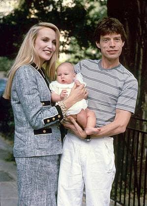 MICK JAGGER WITH JERRY HALL AND BABY ELIZABETH JAGGER 6-1984. 13747.Â - ZUMAg49_ 20050228_gaf_g49_661 Copyright: xGlobexPhotosx