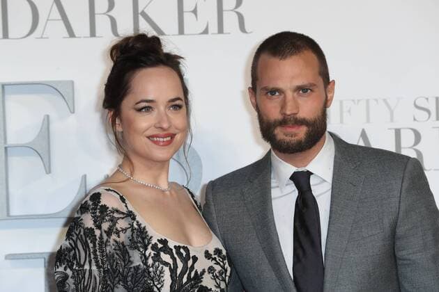 . 09 02 2017. London, United Kingdom Jamie Dornan and . Dakota Johnson arriving at the Fifty Shades Darker premiere in London.  xStephenxLockx xi-Imagesx IIM-14352-0003
