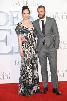 . 09 02 2017. London, United Kingdom Jamie Dornan and . Dakota Johnson arriving at the Fifty Shades Darker premiere in London.  xStephenxLockx xi-Imagesx IIM-14352-0006
