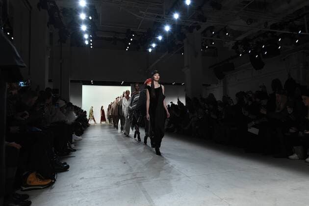 A model walks the runway at the Nicholas K fashion show at New York Fashion Week: The Shows at Gallery 2 Skylight Clarkson Sq on February 9, 2017 in New York City.  NYP20170209801 ANDREAxHANKS