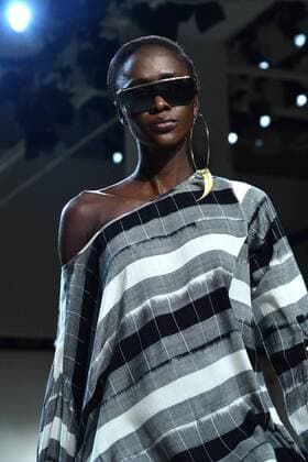 A model walks the runway at the Nicholas K fashion show at New York Fashion Week: The Shows at Gallery 2 Skylight Clarkson Sq on February 9, 2017 in New York City.  NYP20170209808 ANDREAxHANKS