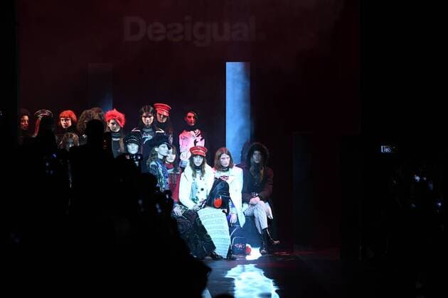 Models walk on the runway at the Desigual fashion show at New York Fashion Week: The Shows at Gallery 2 Skylight Clarkson Sq on February 9, 2017 in New York City.  NYP20170209835 ANDREAxHANKS