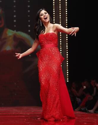 Diane Guerrero walks on the runway at The American Heart Association s Go Red For Women Red Dress Collection 2017 fashion show presented by Macy s on February 9, 2017 in New York City.  NYP20170209153 JOHNxANGELILLO