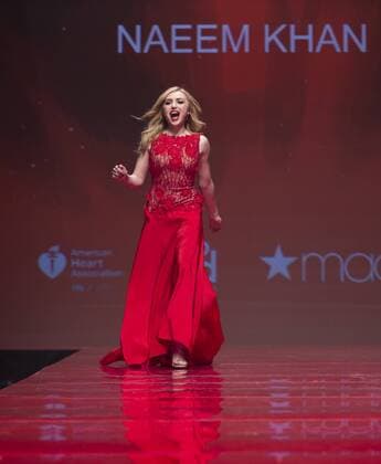 USA: Red Dress Collection 2017 Peyton List in Naeem Khan walks runway for the Red Dress Collection 2017 fashion show by Macys at Hammerstein Ballroom at Manhattan Center benefit American Heart Association  LevxRadin