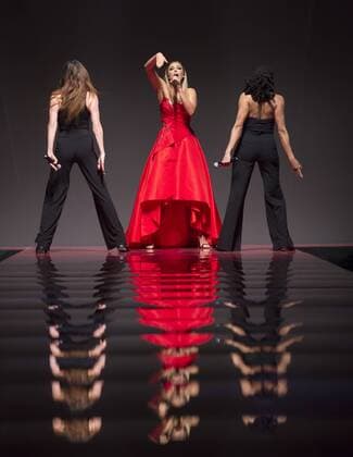 USA: Red Dress Collection 2017 Rachel Platten in Marchesa performs for the Red Dress Collection 2017 fashion show by Macys at Hammerstein Ballroom at Manhattan Center benefit American Heart Association  LevxRadin