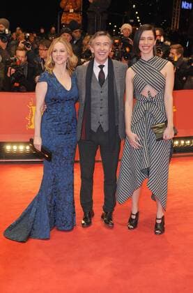 American actress Laura Linney, English actor Steve Coogan and English actress Rebecca Hall attend the screening of The Dinner at the Grand Hyatt Hotel in Berlin on February 10, 2017.  LON20170210227 PAULxTREADWAY