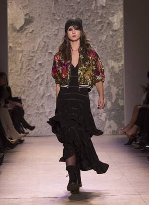 United States: Fashion week fall 2017 Nicole Miller Model walks for Nicole Miller collection during 2017 fall New York Fashion week at Clarkson Square  LevxRadin