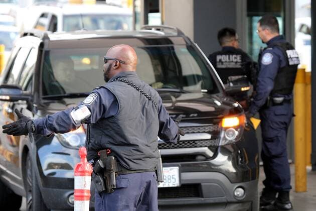 Border and customs police patrol the San Ysidro Port of Entry prior to Secretary of Homeland Security John Kelly speaking to officials on February 10, 2017. San Ysidro is the largest land border crossing between Tijuana, Mexico and San Diego, California.  SDP2017021059 HOWARDxSHEN