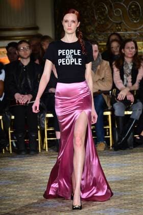 A model walks on the runway at the Christian Siriano fashion show at New York Fashion Week: The Plaza Hotel on February 11, 2017 in New York City.  NYP20170211882 ANDREAxHANKS