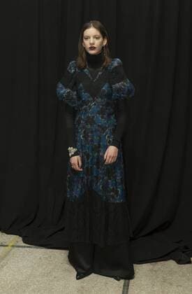 USA: New York Fashion week Fall 2017 Jill Stuart Model shows off dress by Jill Stuart backstage in preparation for presentation during New York Fashion week Fall 2017 at 195 Broadway.  LevxRadin