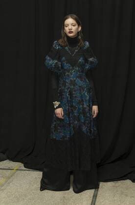 USA: New York Fashion week Fall 2017 Jill Stuart Model shows off dress by Jill Stuart backstage in preparation for presentation during New York Fashion week Fall 2017 at 195 Broadway.  LevxRadin