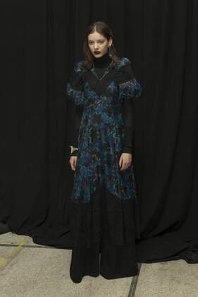USA: New York Fashion week Fall 2017 Jill Stuart Model shows off dress by Jill Stuart backstage in preparation for presentation during New York Fashion week Fall 2017 at 195 Broadway.  LevxRadin