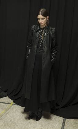 USA: New York Fashion week Fall 2017 Jill Stuart Model shows off dress by Jill Stuart backstage in preparation for presentation during New York Fashion week Fall 2017 at 195 Broadway.  LevxRadin