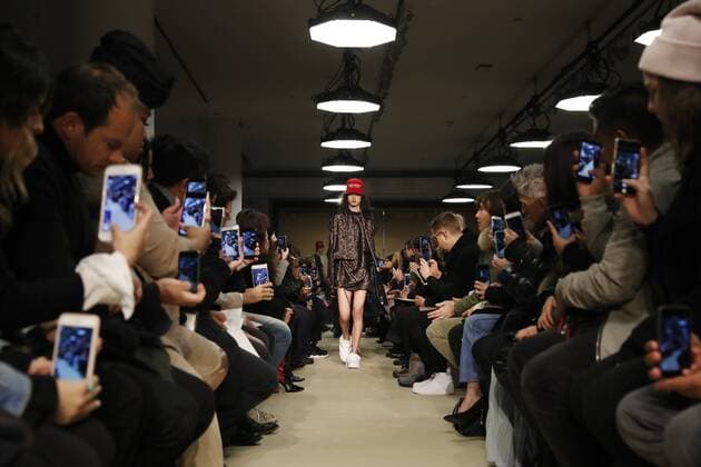 A model wears a Make America New York hat when she walks on the runway at the Public School FW 17 show at New York Fashion Week at Milk Studios on February 12, 2017 in New York City.  NYP20170212102 JOHNxANGELILLO