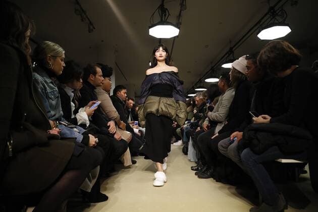 A model walks on the runway at the Public School FW 17 show at New York Fashion Week at Milk Studios on February 12, 2017 in New York City.  NYP20170212109 JOHNxANGELILLO