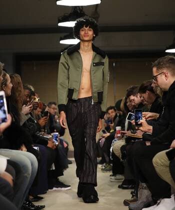 A model walks on the runway at the Public School FW 17 show at New York Fashion Week at Milk Studios on February 12, 2017 in New York City.  NYP20170212111 JOHNxANGELILLO