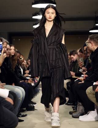 A model walks on the runway at the Public School FW 17 show at New York Fashion Week at Milk Studios on February 12, 2017 in New York City.  NYP20170212114 JOHNxANGELILLO