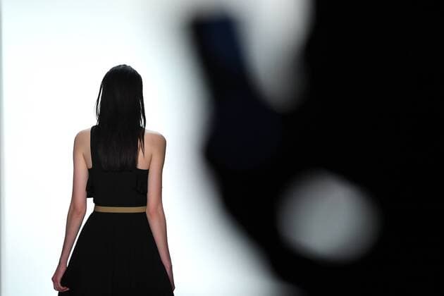 A model walks the runway at the Marcel Ostertag fashion show at New York Fashion Week: The Shows at Gallery 3 Skylight Clarkson Sq on February 12, 2017 in New York City.  NYP20170212910 ANDREAxHANKS
