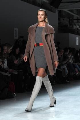 A model walks the runway at the Marcel Ostertag fashion show at New York Fashion Week: The Shows at Gallery 3 Skylight Clarkson Sq on February 12, 2017 in New York City.  NYP20170212905 ANDREAxHANKS